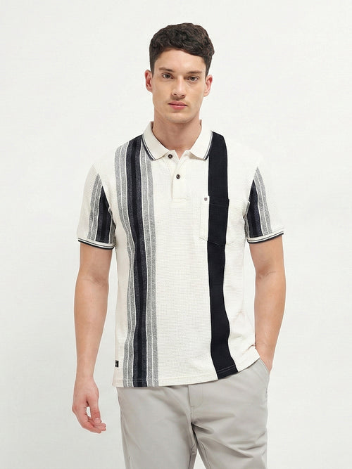 Black and White Vertical Stripes Polo T Shirt