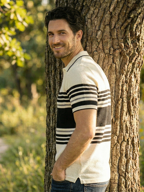 Off-White Horizontal Stripes Polo T-Shirt