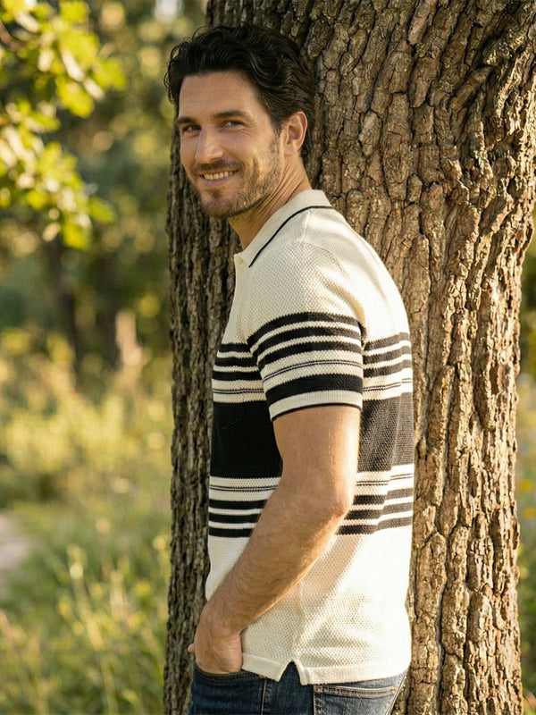 Off-White Horizontal Stripes Polo T-Shirt