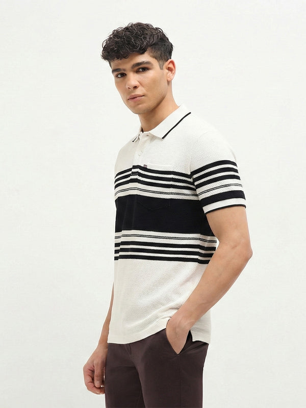 Off-White Horizontal Stripes Polo T-Shirt