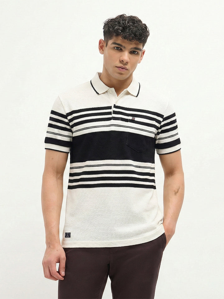 Off-White Horizontal Stripes Polo T-Shirt
