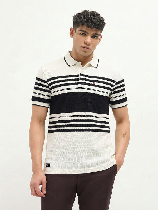 Off-White Horizontal Stripes Polo T-Shirt