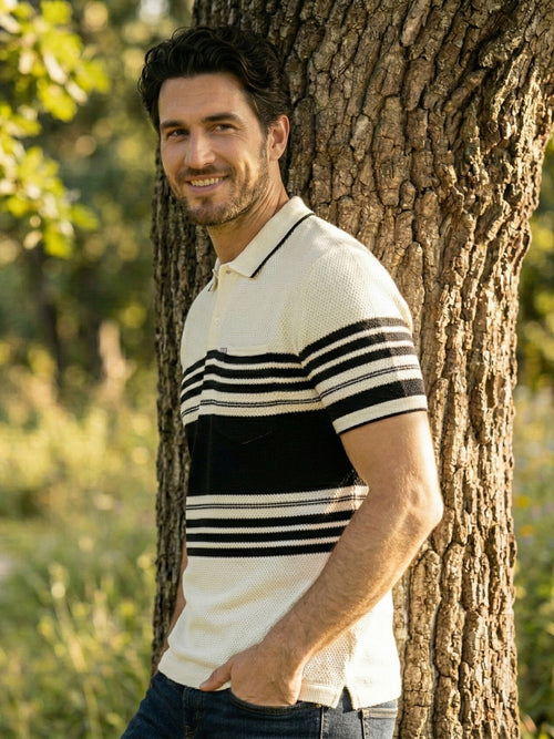 Off-White Horizontal Stripes Polo T-Shirt