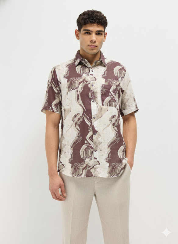 Maroon Printed Casual Shirt