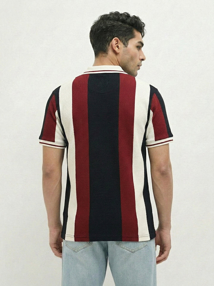 Black Vertical Stripes Polo T Shirt