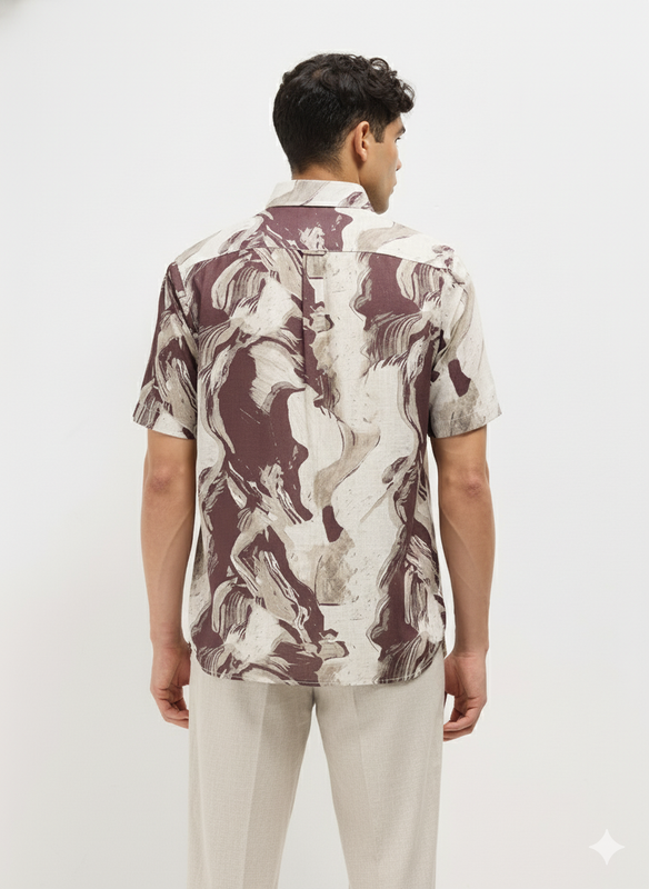 Maroon Printed Casual Shirt