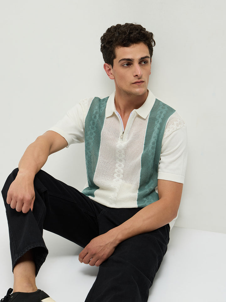 Green Stripes Polo T Shirt