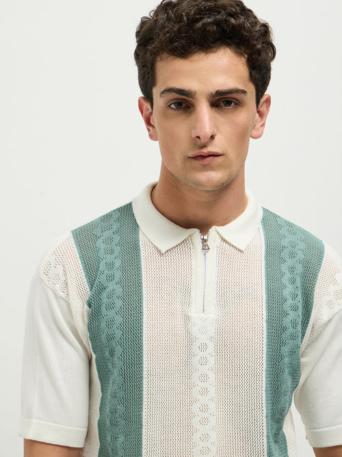 Green Stripes Polo T Shirt