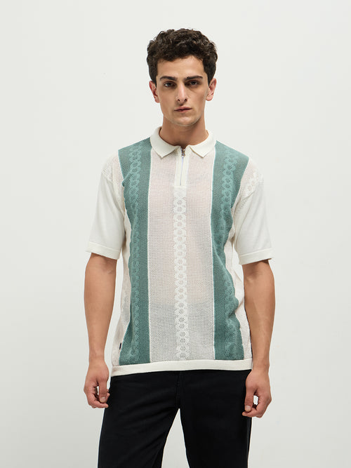 Green Stripes Polo T Shirt