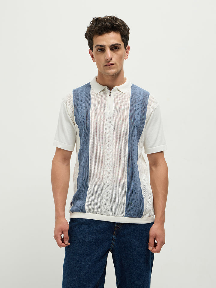 Blue Stripes Polo T Shirt