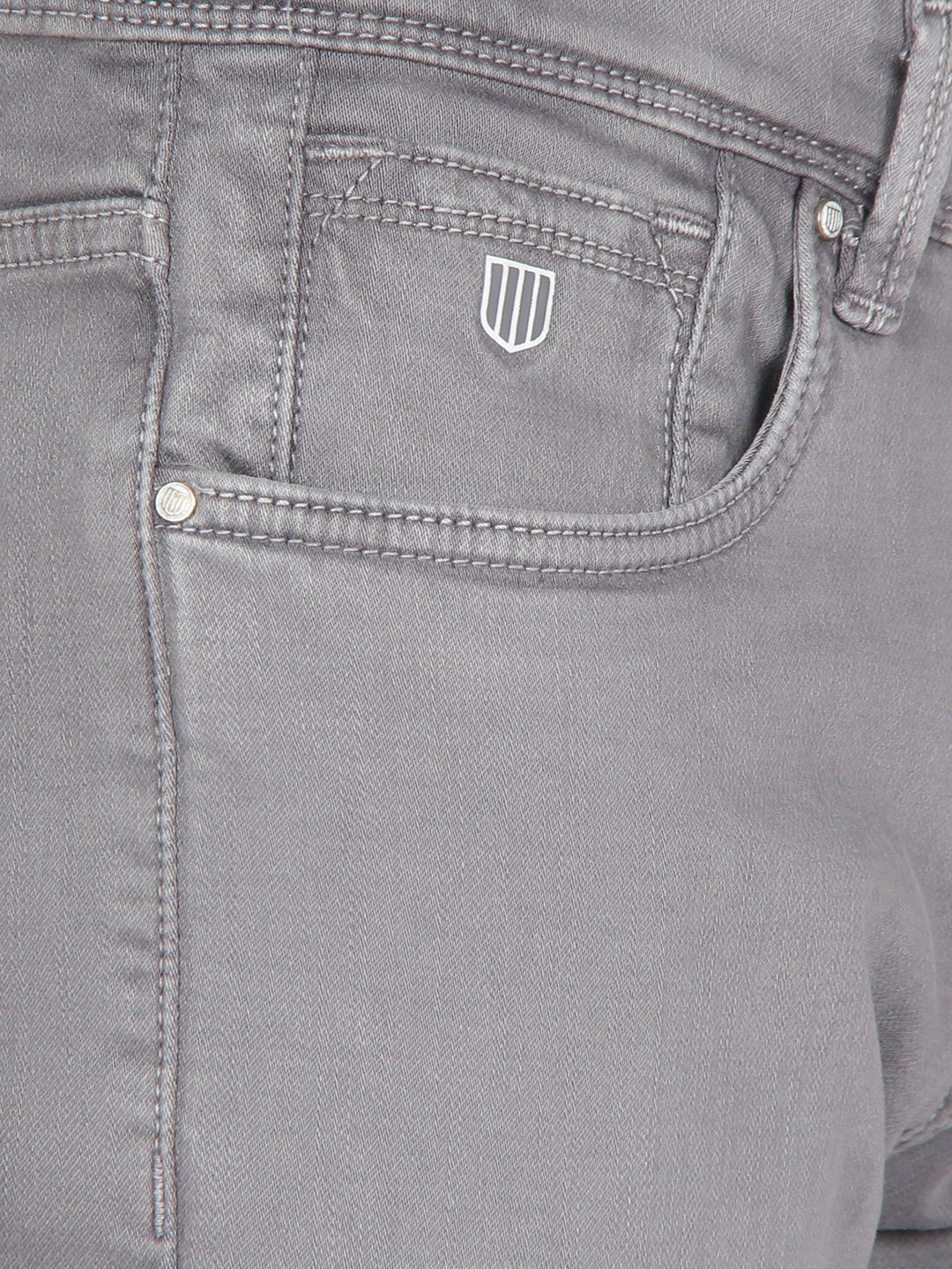 Light Grey Denim Solid Trousers