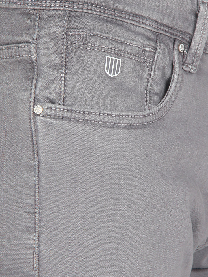 Light Grey Denim Solid Trousers