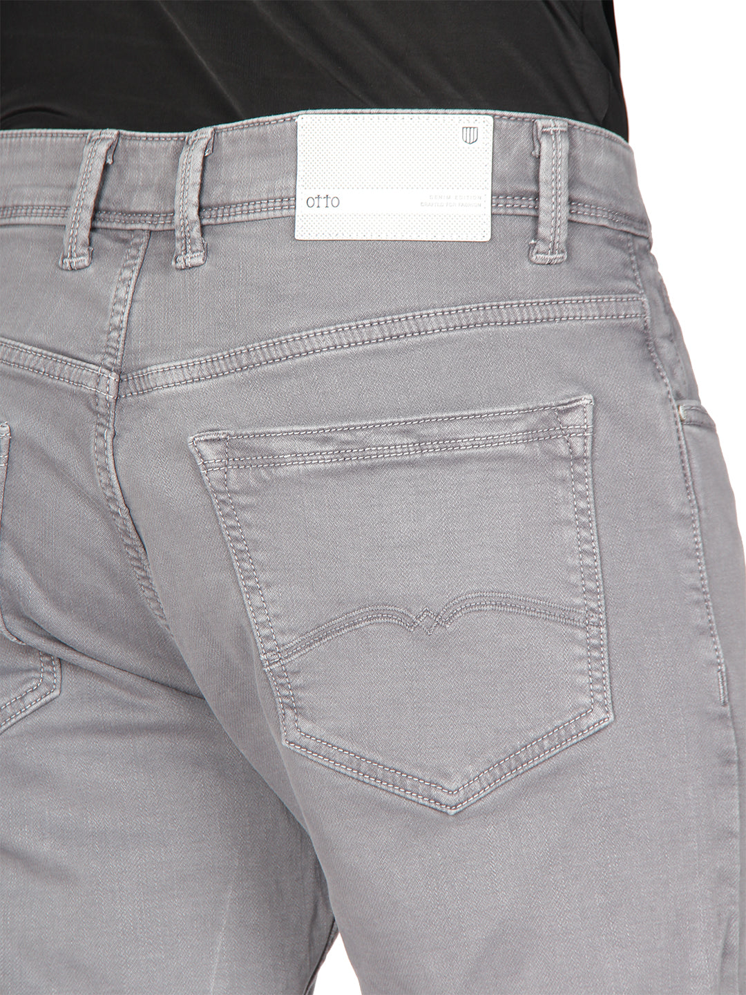 Light Grey Denim Solid Trousers