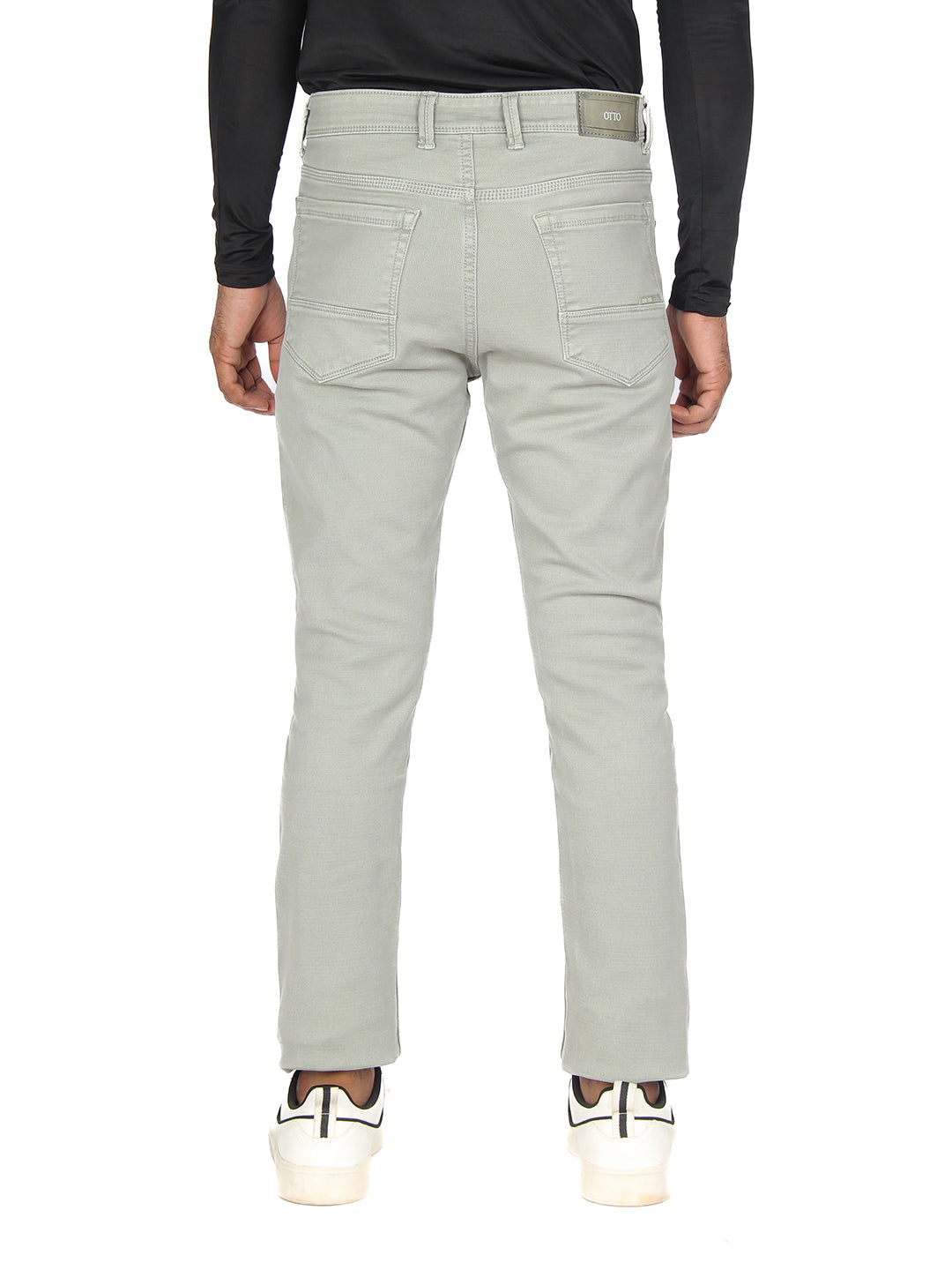 Melange Grey Denim Solid Trousers