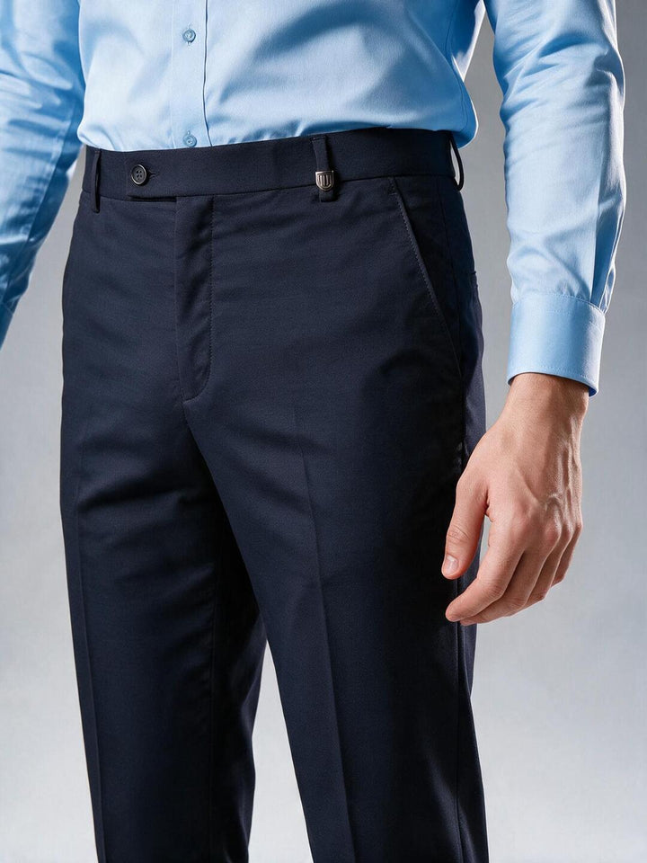 Ink Navy Solid Formal Trousers