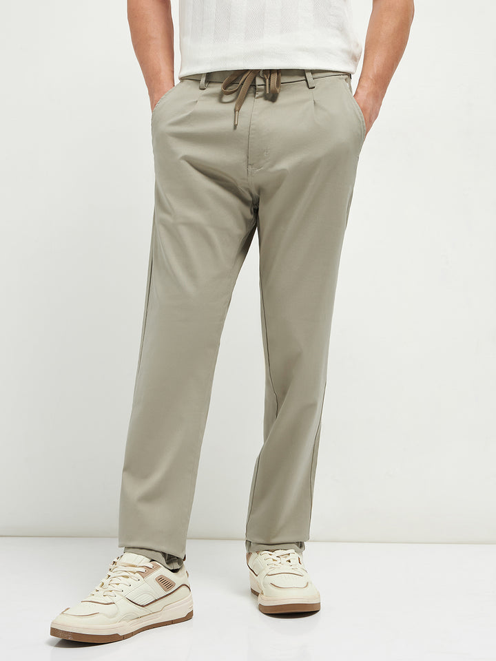 Cream Casual Wear Traveler Trousers