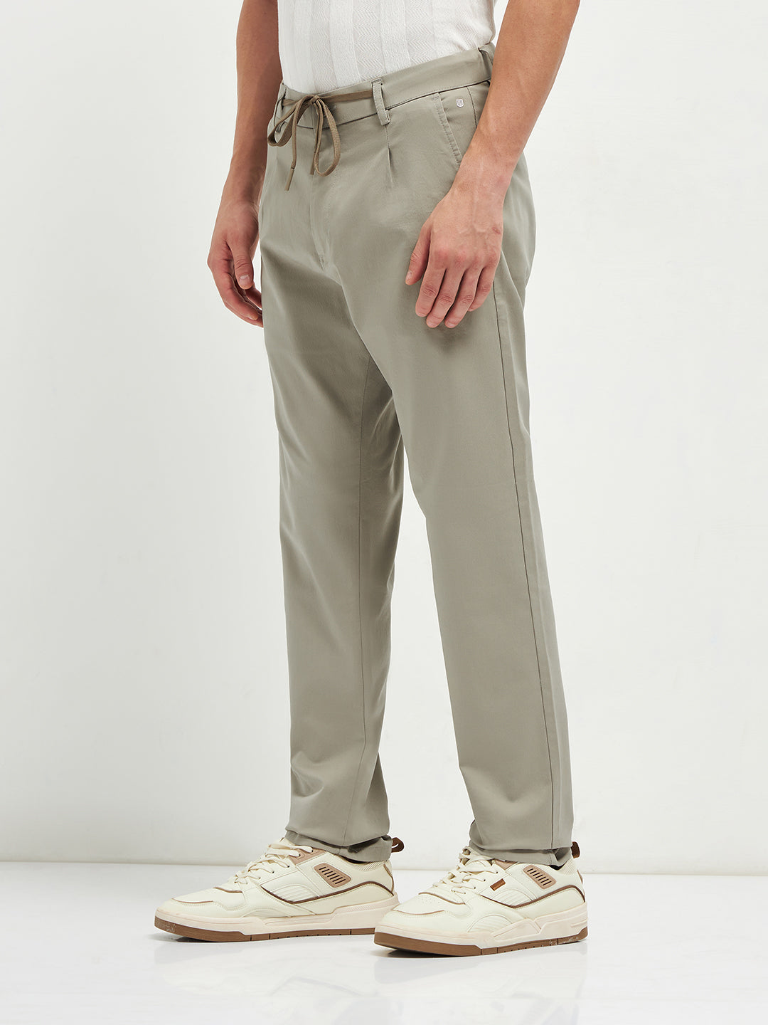 Cream Casual Wear Traveler Trousers