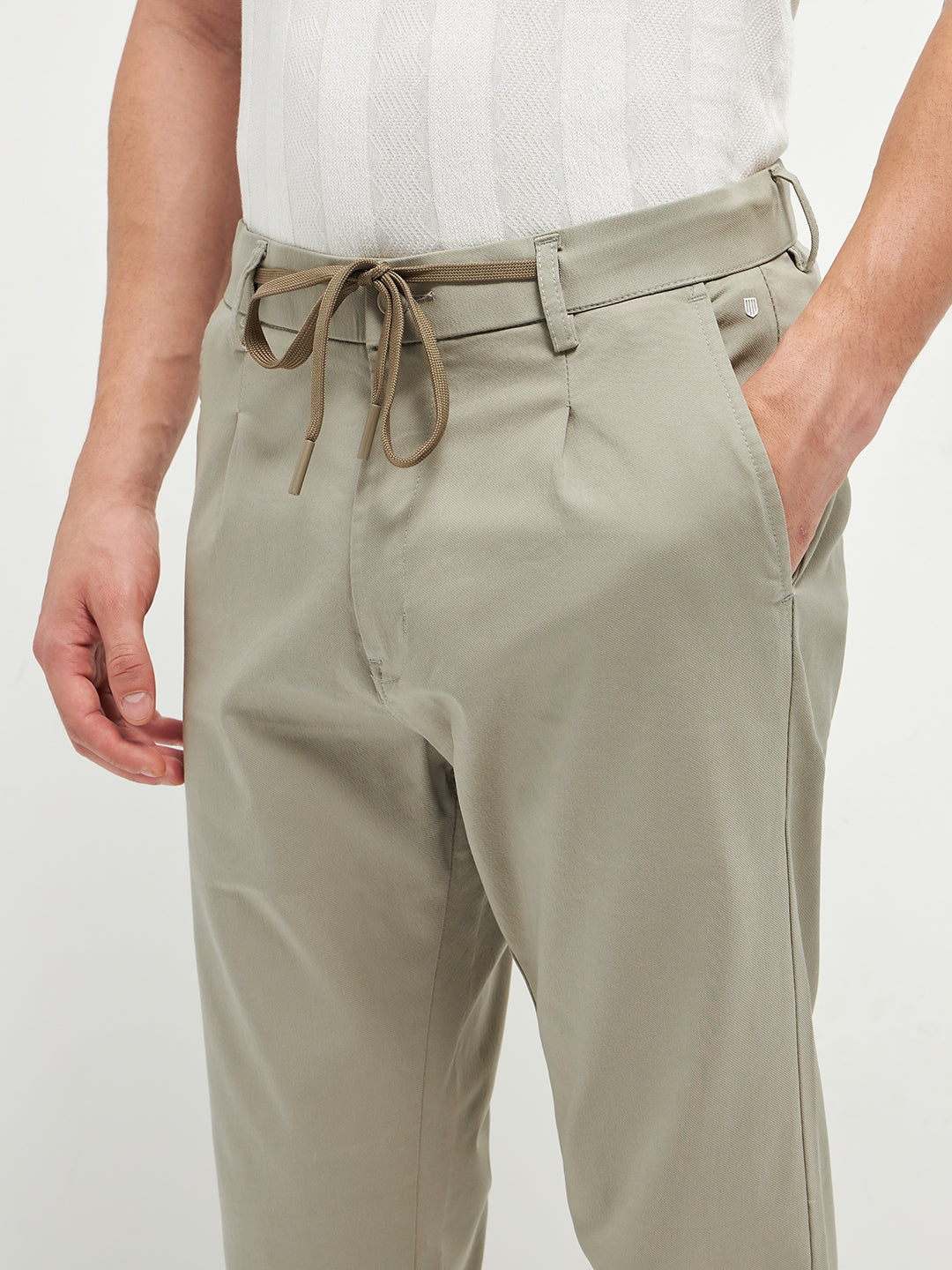 Cream Casual Wear Traveler Trousers