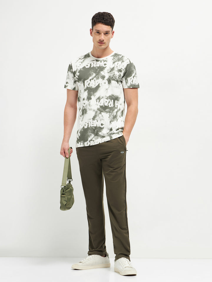 Green Printed Crew Neck T Shirt