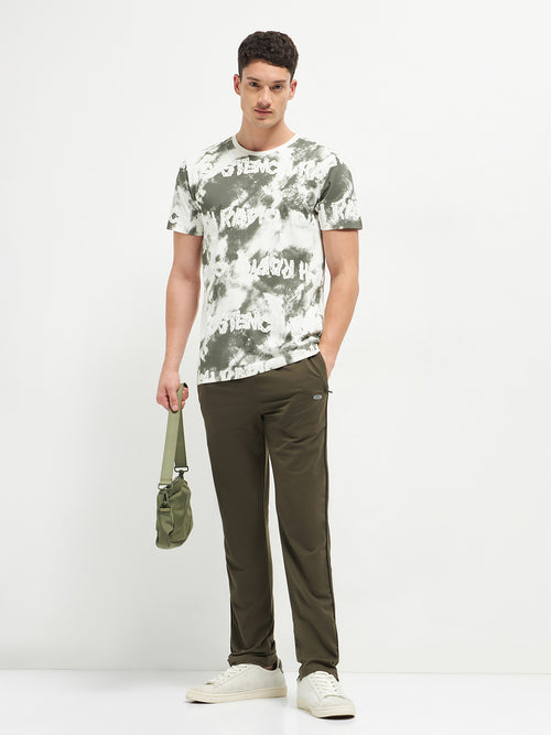 Green Printed Crew Neck T Shirt