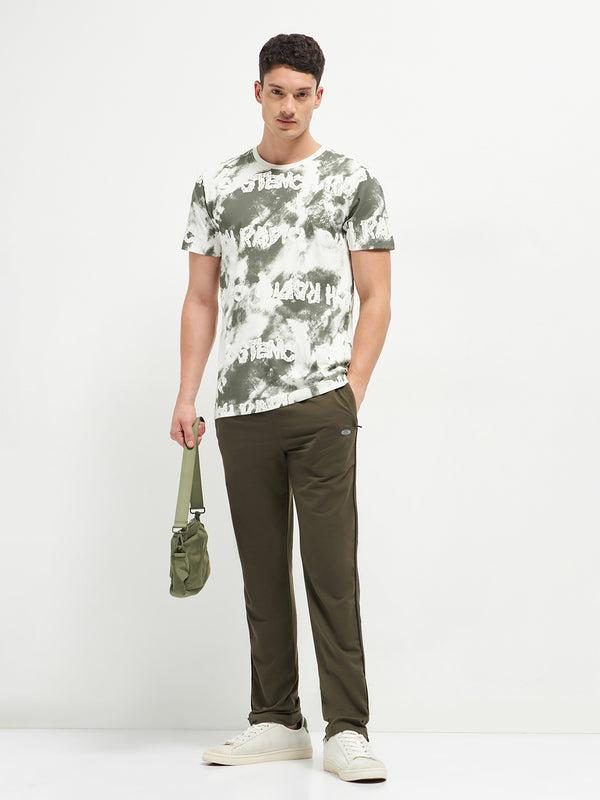 Green Printed Crew Neck T Shirt
