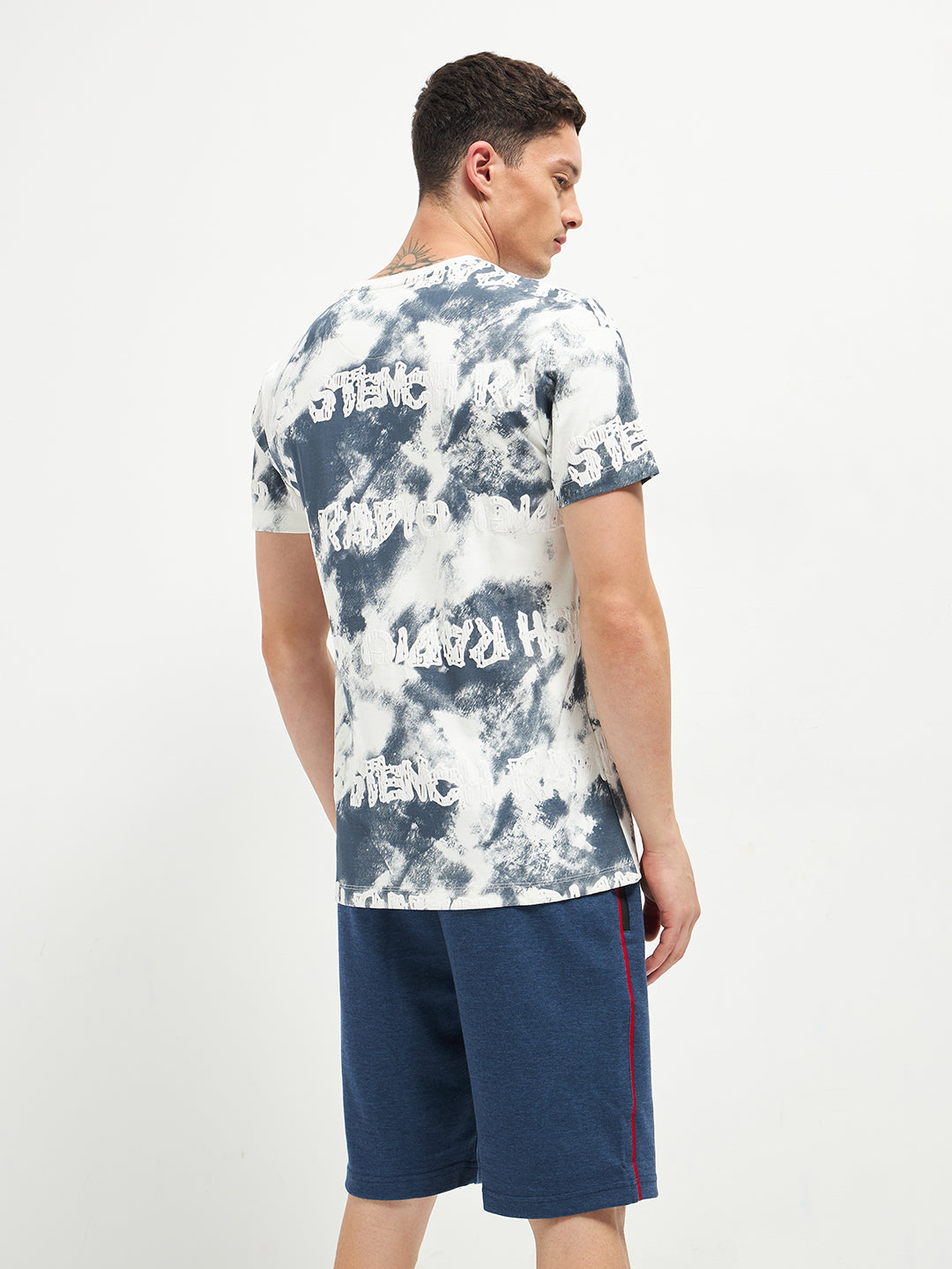 Grey Printed Crew Neck T Shirt