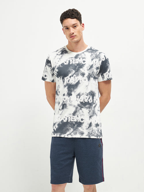 Grey Printed Crew Neck T Shirt