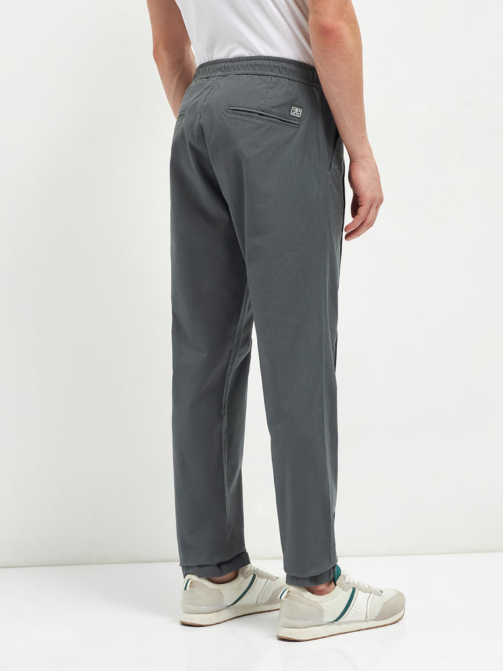Dark Grey Stretchable Lycra Cotton Traveler Trouser