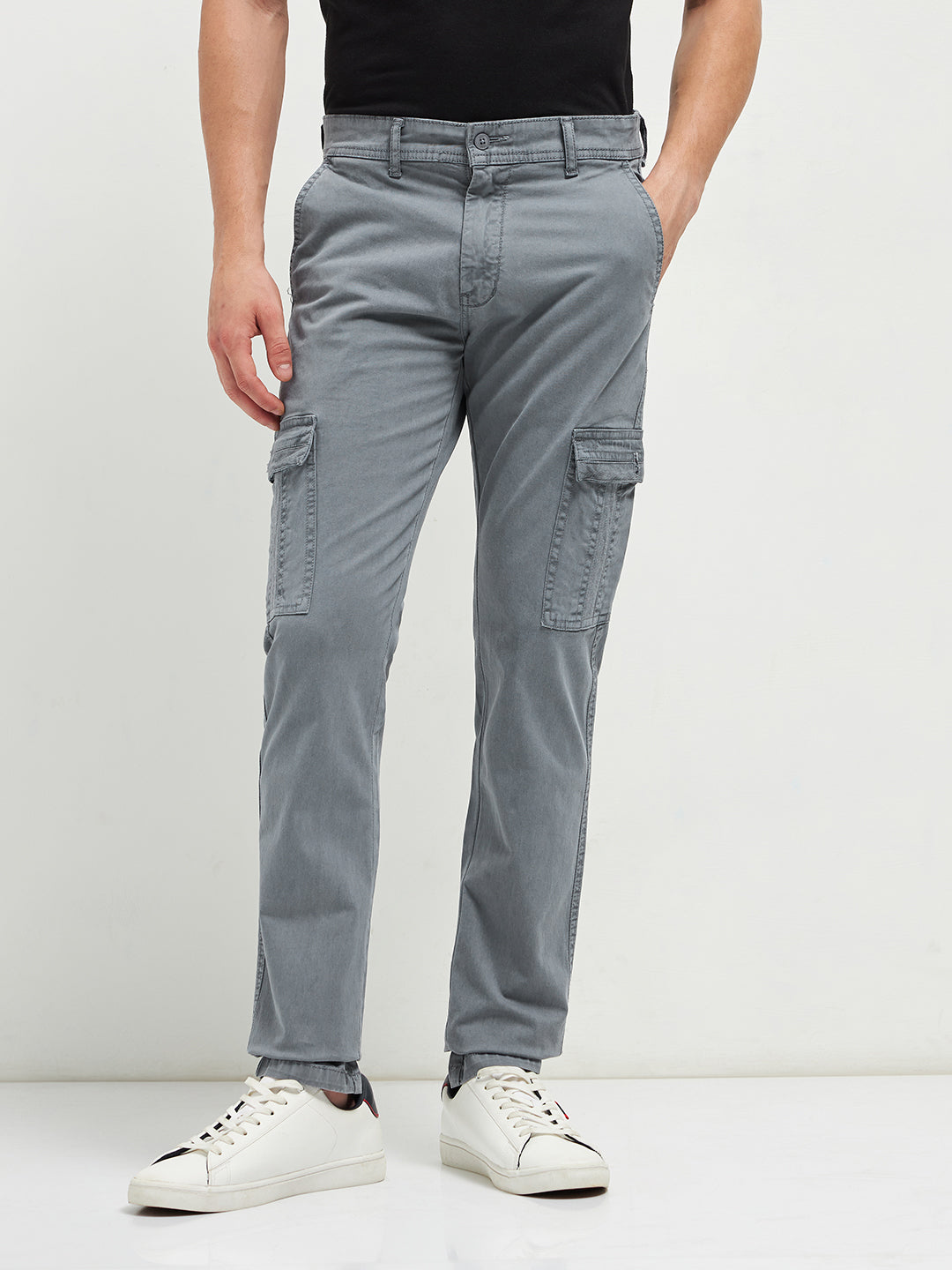 Grey Casual Cargo Trouser