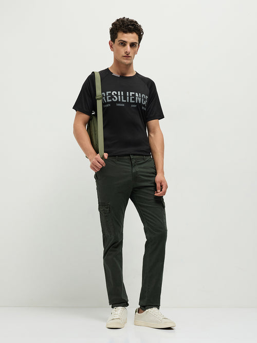 Olive Denim Cotton Casual Cargo Trouser