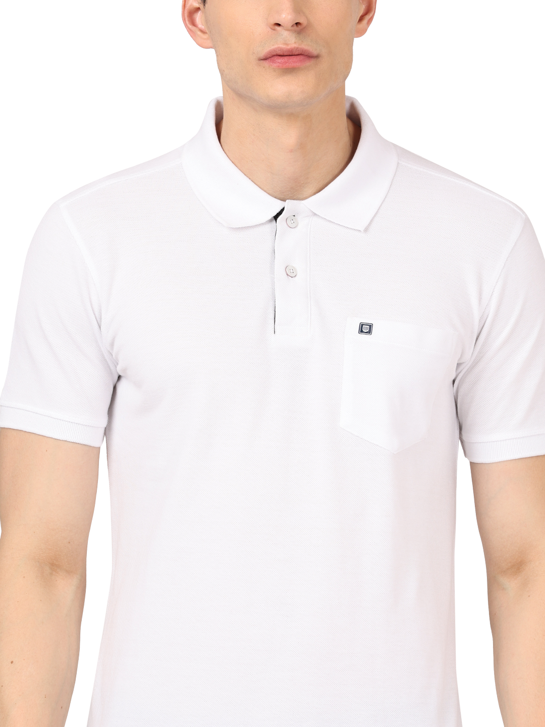 Plain white t shirt with shop collar