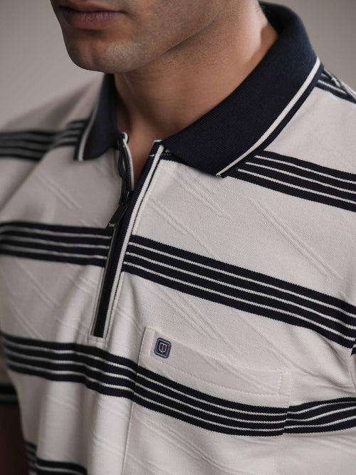 Dark Blue Stripes Polo T Shirt
