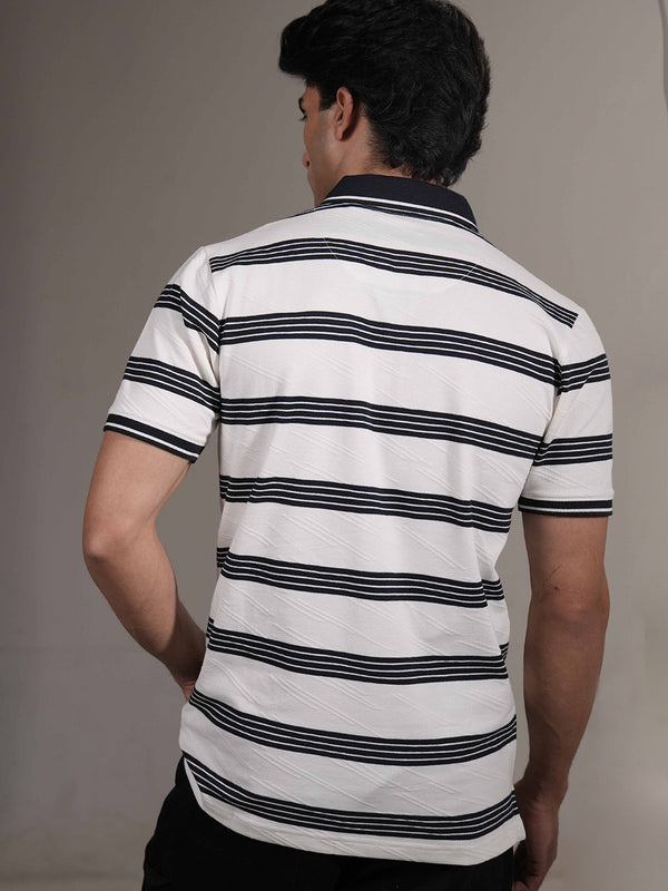 Dark Blue Stripes Polo T Shirt