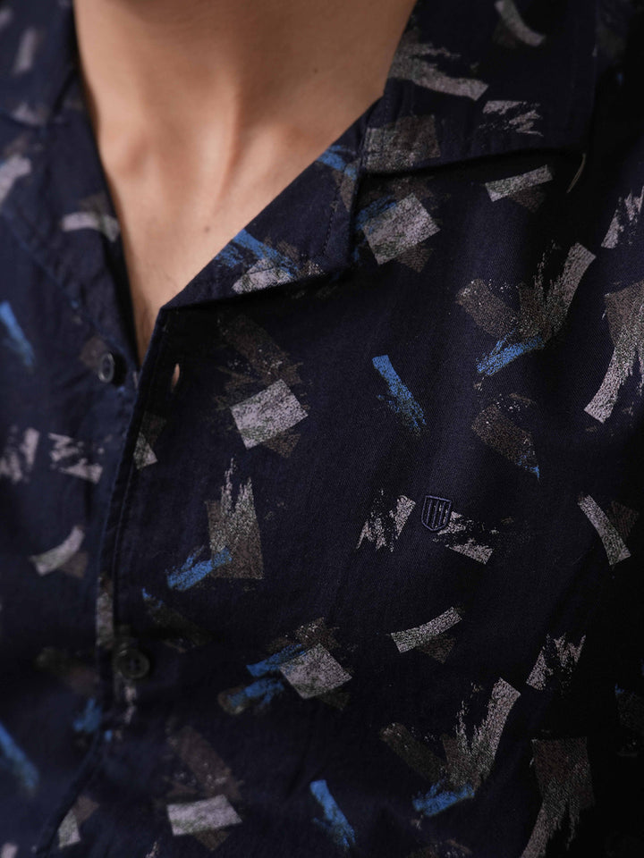 Indigo Blue Printed Casual Shirt