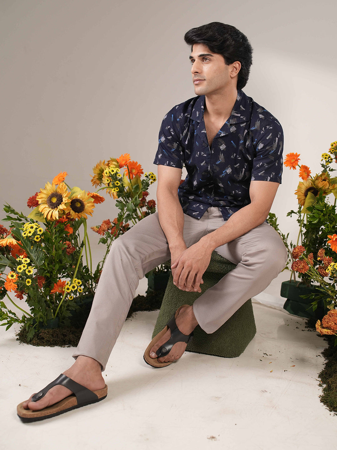 Indigo Blue Printed Casual Shirt