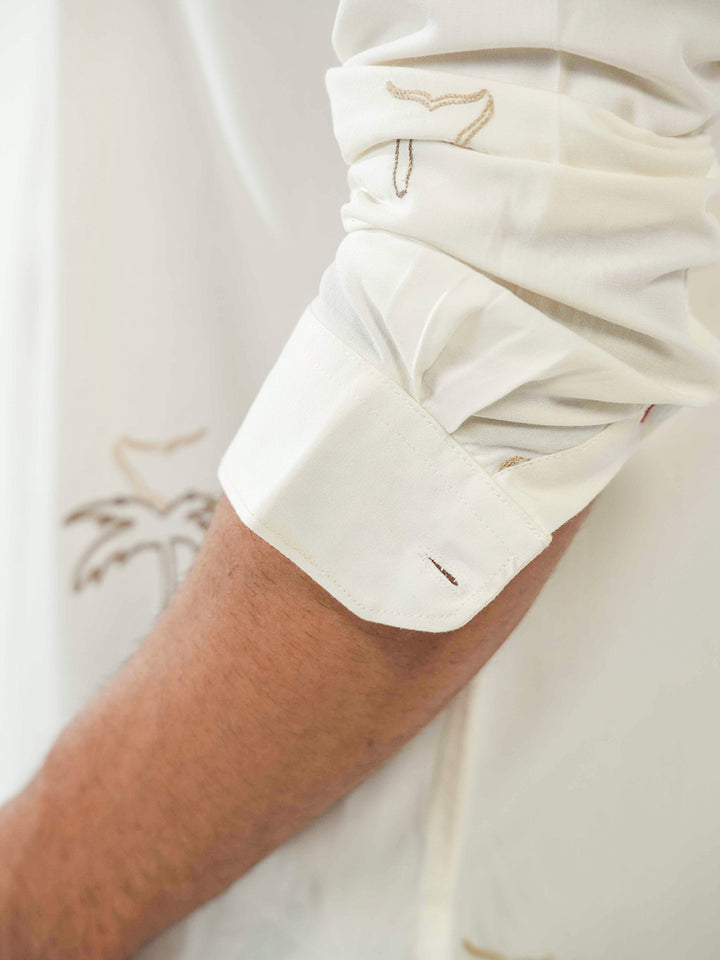 White Printed Casual Shirt