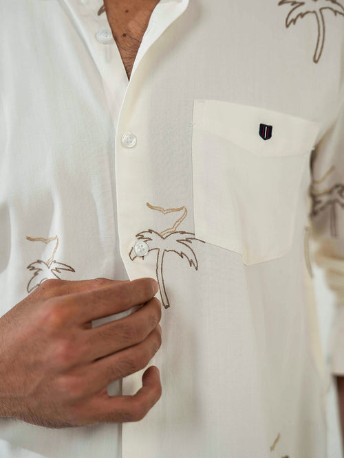 White Printed Casual Shirt