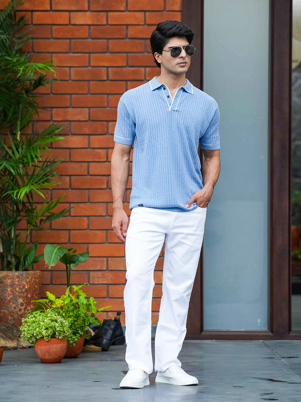 Blue Stripes Polo T Shirt