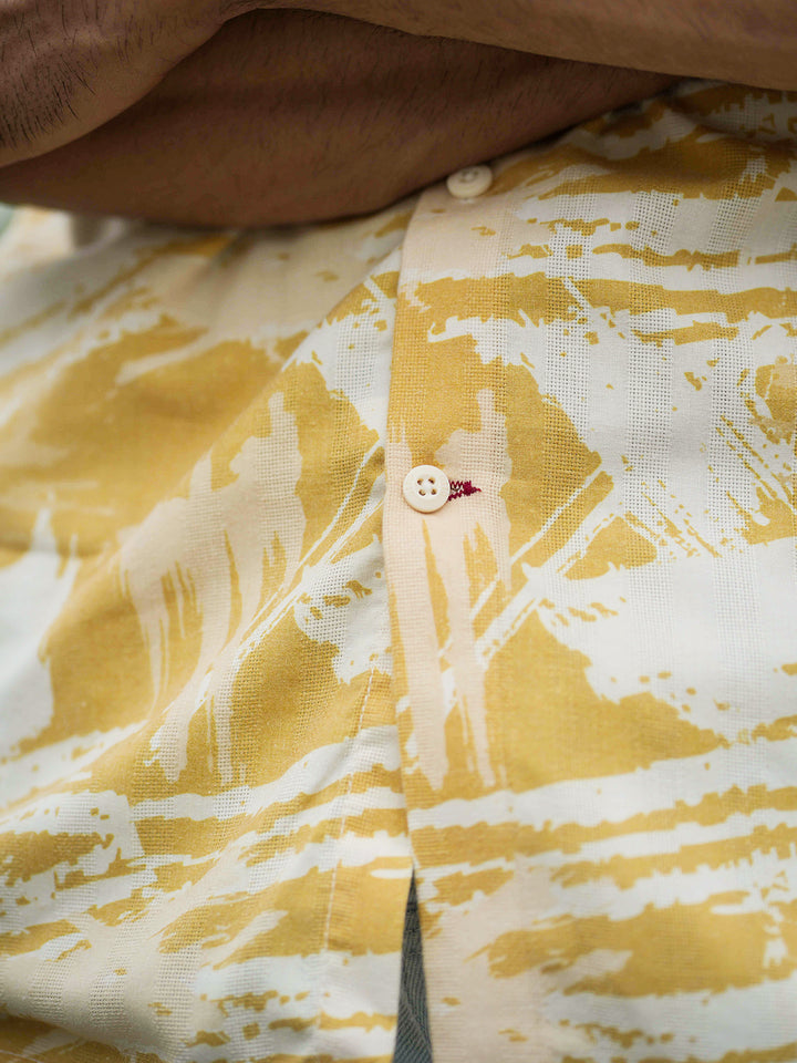 Yellow Printed Casual Shirt