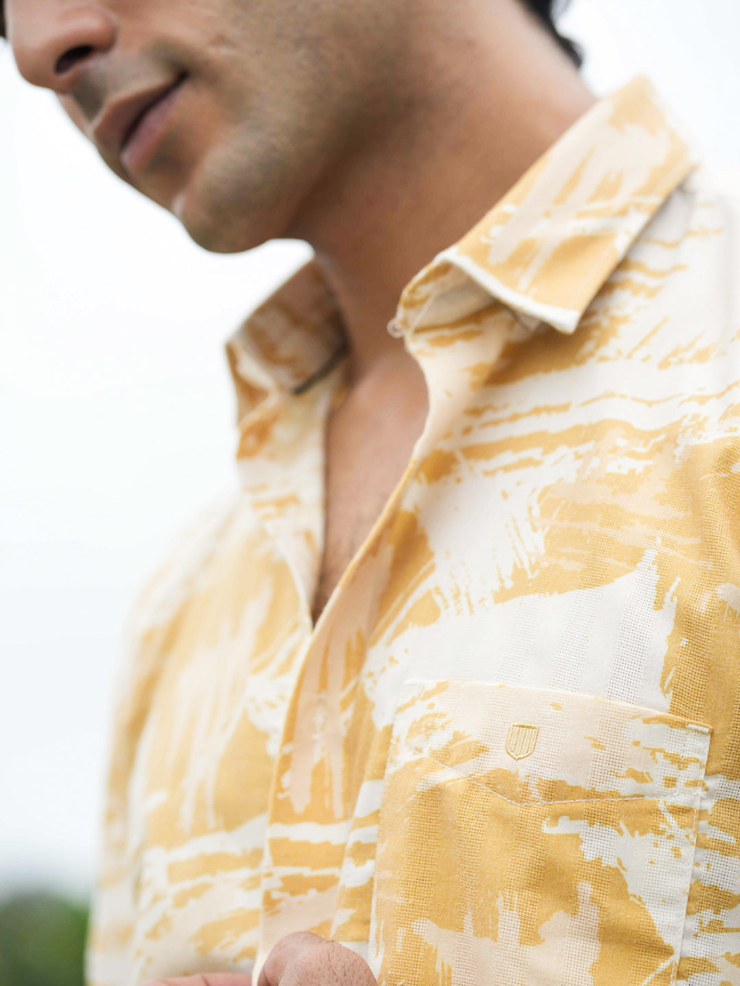 Yellow Printed Casual Shirt
