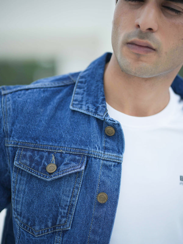Mid Blue Plain Denim Jacket