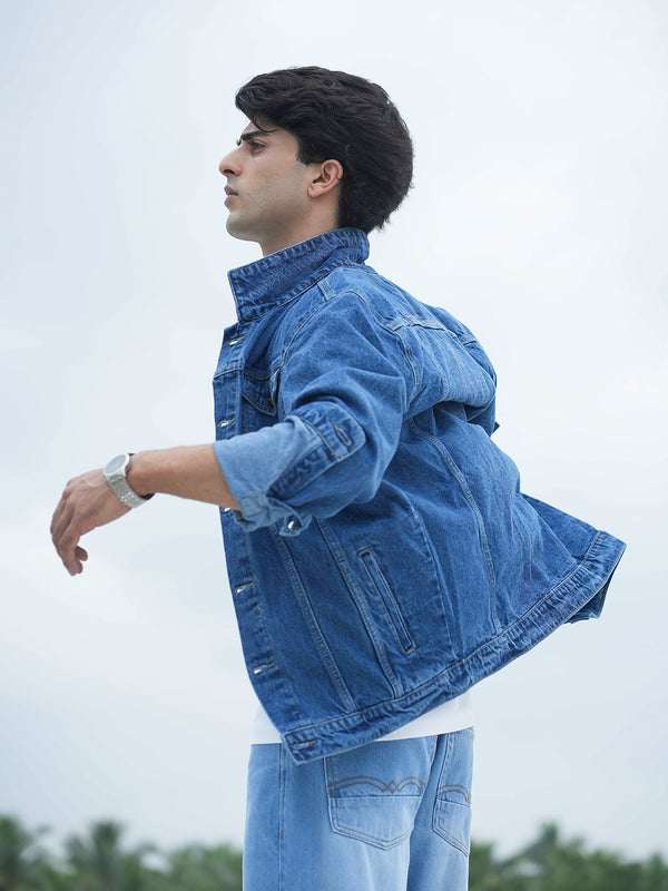 Mid Blue Plain Denim Jacket