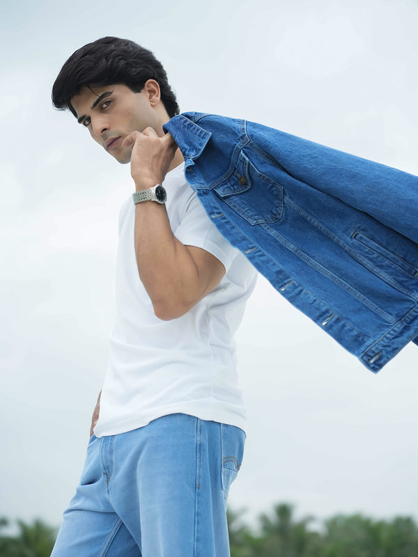 Mid Blue Plain Denim Jacket
