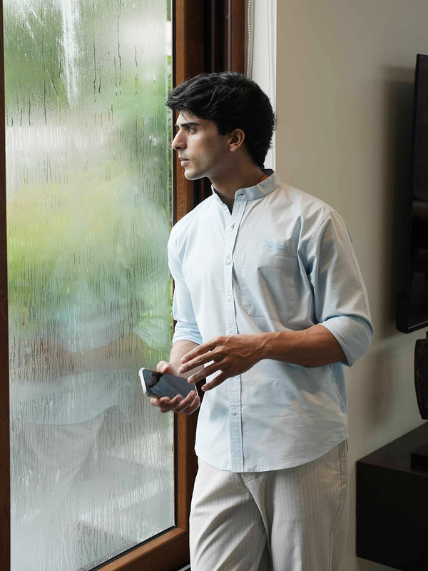 Sky Blue Plain Casual Shirt