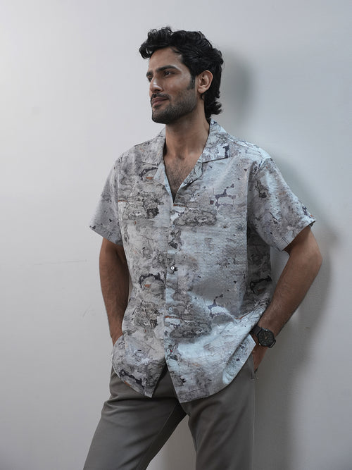 Brown Abstract Printed Casual Shirt