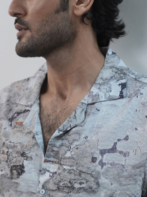 Brown Abstract Printed Casual Shirt