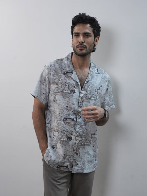 Brown Abstract Printed Casual Shirt