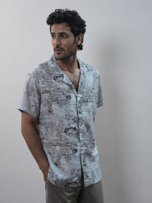 Brown Abstract Printed Casual Shirt