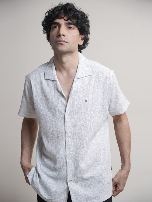 White Printed Casual Shirt