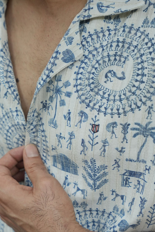 Sky Blue Printed Casual Shirt